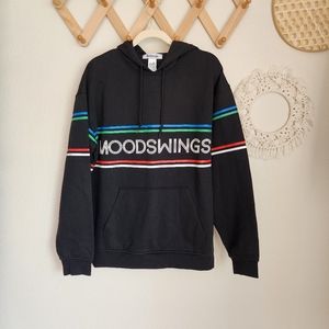 Moodswings Striped Print Black Hoodie Sweater NWT Men's M